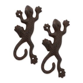 Cast Iron Lizard Wall Hooks - Set of 2