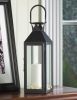 Square Clear Glass Black Candle Lantern - 15 inches