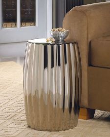 Dramatic Silver Ceramic Stool or Side Table