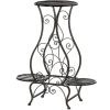 Swirled Iron Triple Plant Stand - Black