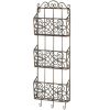 Black Iron Triple Wall Rack with Hooks