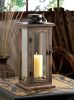 Rustic-Style Wood Candle Lantern - 16 inches