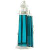 Lighthouse Candle Lantern with Ocean Blue Glass