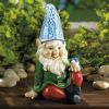 Gnome with Bird Solar Garden Statue