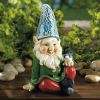 Gnome with Bird Solar Garden Statue