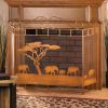 Elephants on the Savannah Fireplace Screen