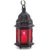 Ruby Glass Moroccan Candle Lantern - 10 inches