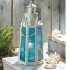 Blue Glass Lighthouse Candle Lantern