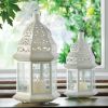 Vine Patterned Glass Garden Lantern - 15 inches