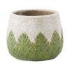 Cement Flower Pot Set - Green Leaves