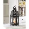 Lacy Cutout Black Candle Lantern - 12 inches