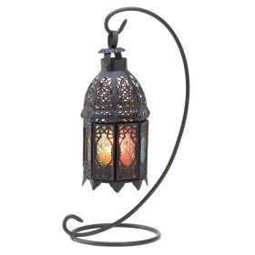 Multi-Colored Candle Lantern with Stand