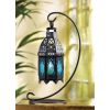 Blue Glass Hanging Candle Lantern