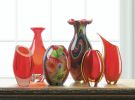 Red and Gold Sunfire Glass Vase