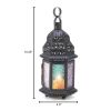 Multi-Colored Glass Moroccan Candle Lantern - 10 inches