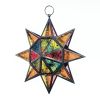 Pressed Glass Multi-Colored Star Candle Lantern