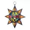 Pressed Glass Multi-Colored Star Candle Lantern