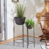 Black Buckets Metal Plant Stand Set