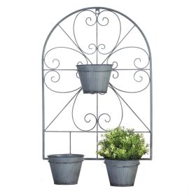 Rustic Iron Trellis with Three Pots