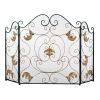 Fleur de Lis Fireplace Screen with Golden Accents