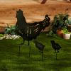 Chicken Family Black Metal Garden Stake Set