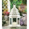 Moroccan White Candle Lantern - 13 inches