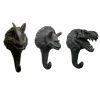 3-Packs Lifelike Dinosaur Fossils Skull Wall Hooks Resin Coat Hooks Bathroom Hangers Decorative Hooks, Matte Black