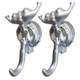 2Pcs Cool Alien Figurine Wall Hooks Decorative Key Hooks Kids Room Decor, Silver