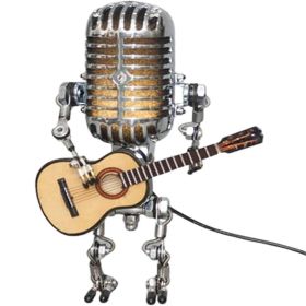 1PC Robot Microphone Creative Glow Model Ornaments Retro Decorations for playing guitar Desk lamp Home Decor Crafts