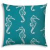 DANCE OF THE SEAHORSE Turquoise Jumbo -Zippered Pillow Cover with Insert