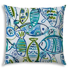 SCHOOLING FISH Aqua Jumbo -Zippered Pillow Cover with Insert