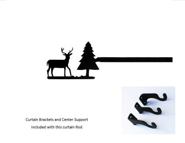 Deer/Pine Curtain Rod - MED (Hardware is INCLUDED)