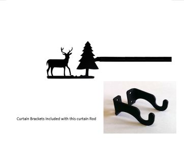 Deer/Pine Curtain Rod - SM (Hardware is INCLUDED) (Hardware is INCLUDED)