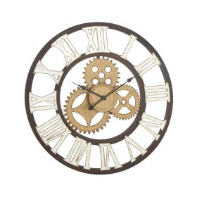 30" Brown Metal Gear Wall Clock