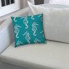 DANCE OF THE SEAHORSE Turquoise Jumbo -Zippered Pillow Cover with Insert