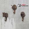 3pcs Lifelike Dinosaur Fossils Hooks Resin Wall Hangers Mounted Coat Hooks Heavy Duty,Bronze