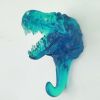 3pcs Simulated Dinosaur Skeleton Hooks Simulation Fossils Resin Wall Hangers Coat Hooks Key Hooks,Transparent Blue