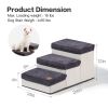 3 Tiers Foldable Dog Stairs; Pet Steps for Small to Medium Dogs; Dog Ladder Storage Stepper for Bed Sofa Couch