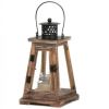 Rustic Wood Pyramid Candle Lantern - 12 inches