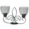 Fleur de Lis Metal Double Candle Stand