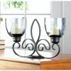 Fleur de Lis Metal Double Candle Stand