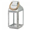 Galvanized Metal Candle Lantern with Rope Handle - 13 inches