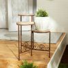 Folding Wood-Top Multi-Level Plant Stand