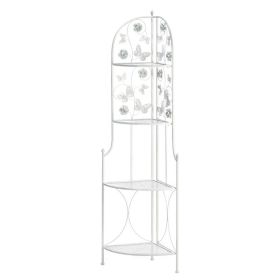 Butterfly-Themed White Iron Four-Tier Corner Shelf