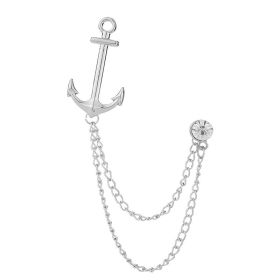 Men's Boat Anchor Badge British Navy Style Vintage Brooch (Color: Silver)