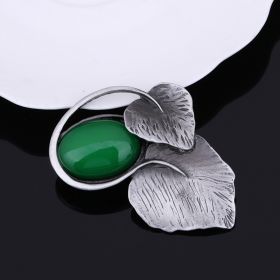 Exquisite Double Leaf Brooch Coat (Color: Green)