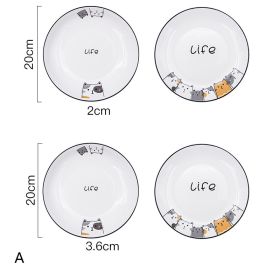 Cat Plate Vegetable Plate Deep Plate Household Ceramic (Option: A)