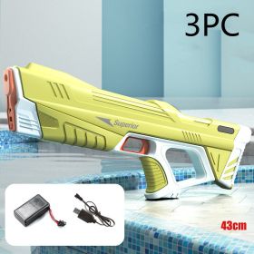 Summer Full Automatic Electric Water Gun Toy Induction Water Absorbing High-Tech Burst Water Gun Beach Outdoor Water Fight Toys (Option: Yellow 3PC-USB)