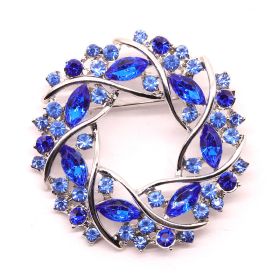 Fashionable High-grade Flower Ring Rhinestone Brooch (Color: Blue)