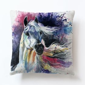 Color Horse Cotton And Linen Cushion Case (Option: F-4545 Linen Pillowcase)